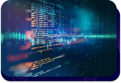 Programmierschnittstelle mit sichtbarem Quellcode und überlagerter Visualisierung des Datenflusses in Echtzeit.